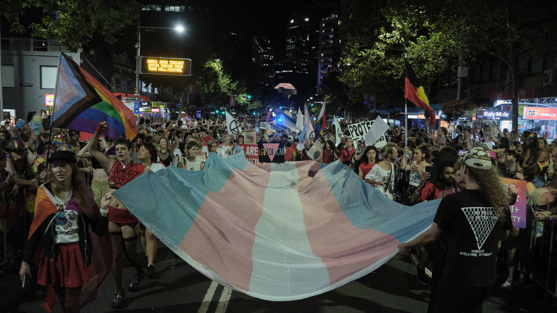 Image: No Pride in Protest at the 2023 Mardi Gras parade Photo by Valerie Joy; @valeriejoy.jpeg